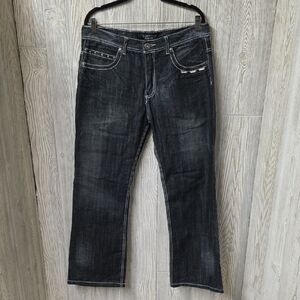 Victorious Vintage Straight Jeans With Black Faded Wash Mens 34Wx30L